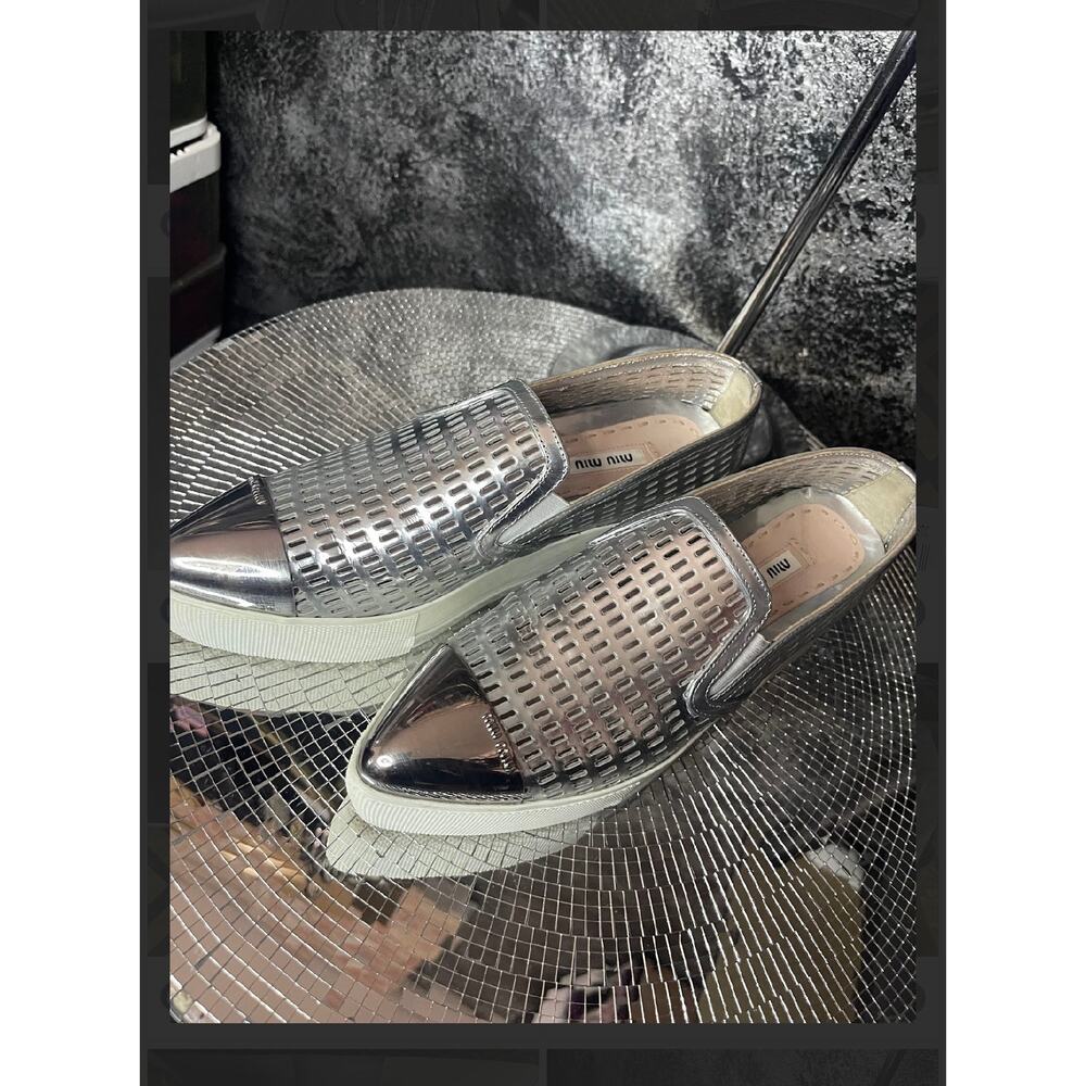 Authentic Miu Miu White Nappa Leather Slip-On Sne… - image 2